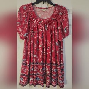 Style & Co. Red Floral Print Blouse